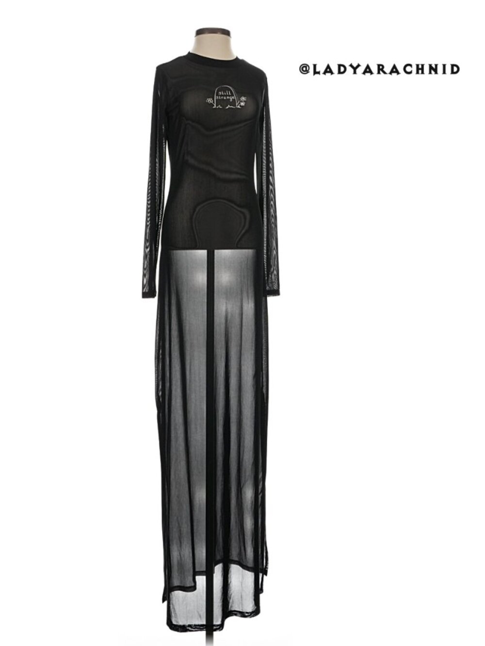 SUGAR THRILLZ Dolls Kill 4Ever Strange black sheer maxi dress - Picture 5 of 8